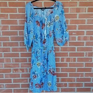Mile Gabrielle, 3x blue stripe and floral dress